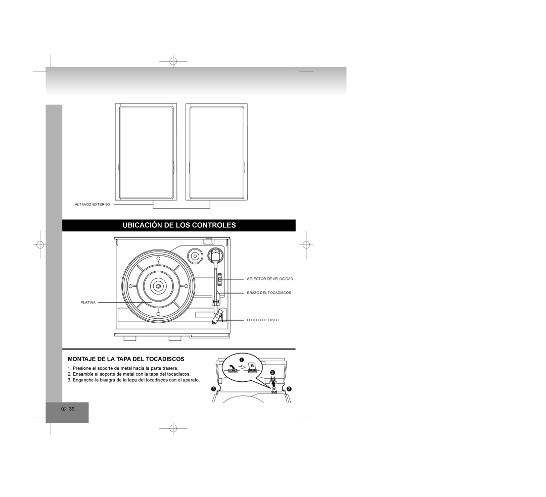 Elta 2750G manual Montaje DE LA Tapa DEL Tocadiscos 