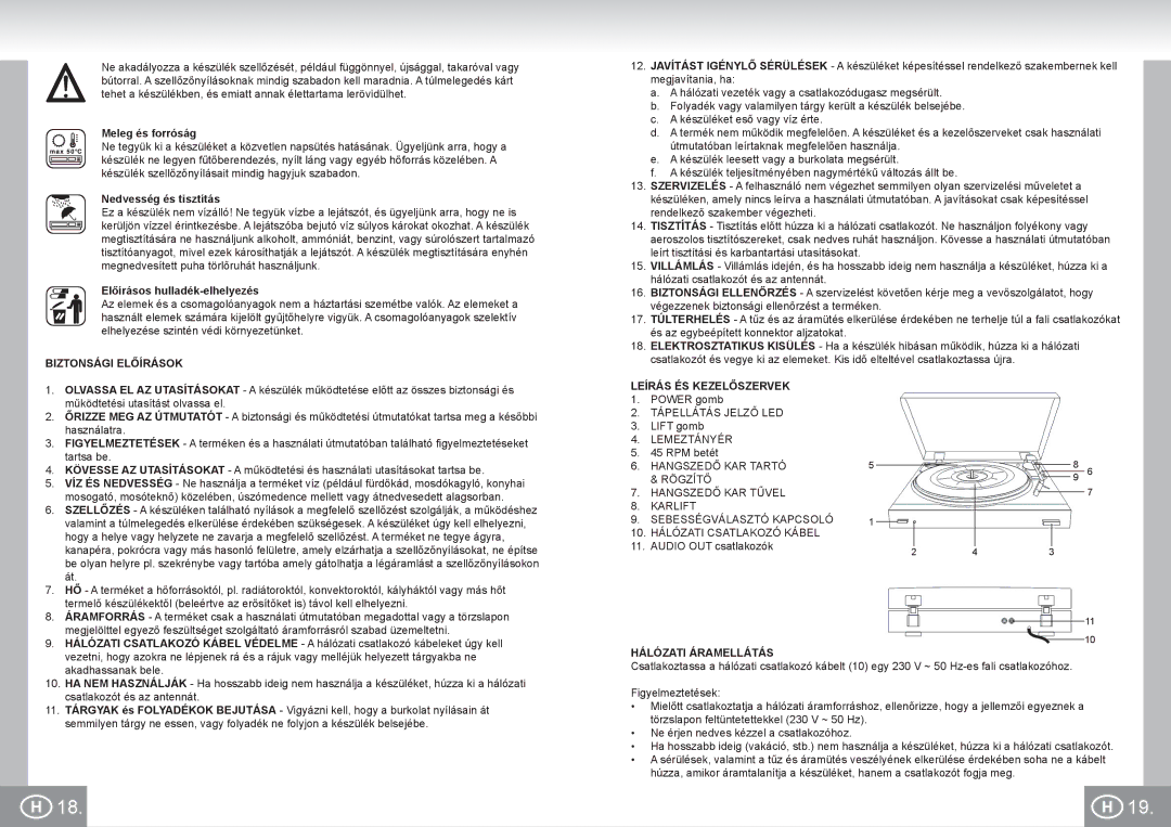 Elta 2955 manual Biztonsági Előírások, Leírás ÉS Kezelőszervek, Hálózati Áramellátás 