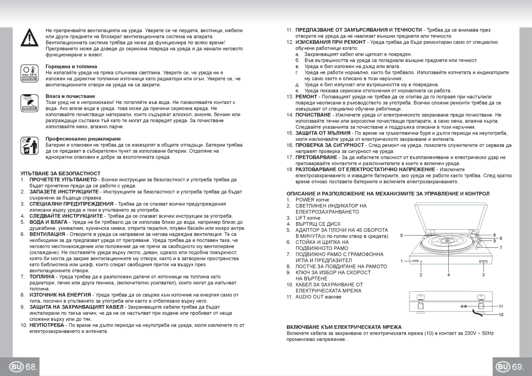 Elta 2955 manual Горещина и топлина, Влага и почистване, Професионално рециклиране, Упътване ЗА Безопастност 