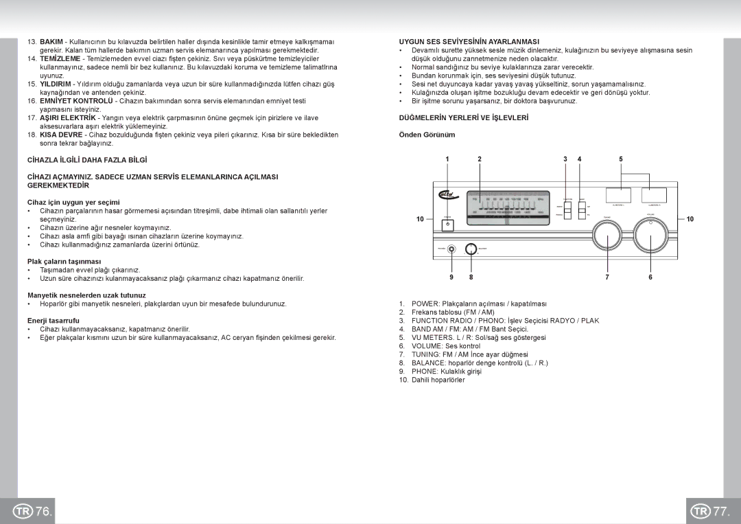 Elta 2957 manual Uygun SES Sevİyesİnİn Ayarlanmasi, Düğmelerİn Yerlerİ VE İşlevlerİ 