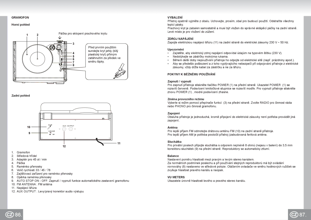 Elta 2957 manual Vybalení, Zdroj Napájení, Pokyny K Běžnému Používání 