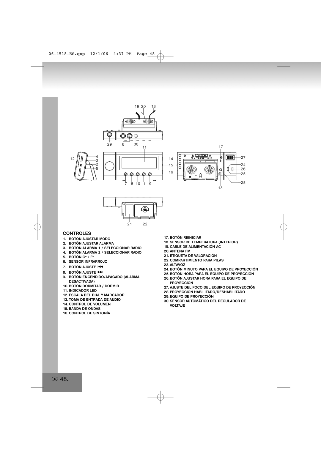 Elta 4518 manual Controles 