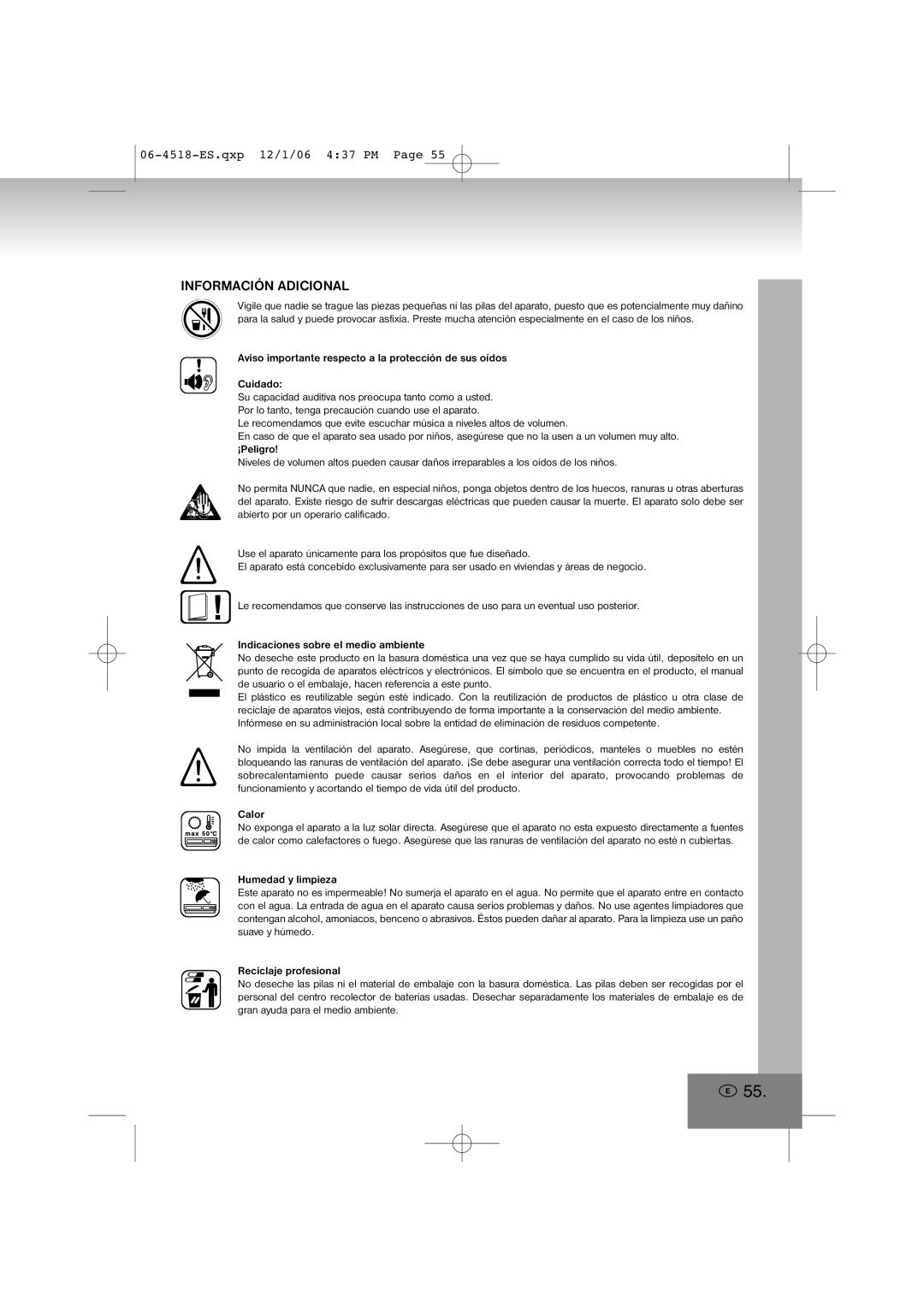 Elta 4518 manual Información Adicional 