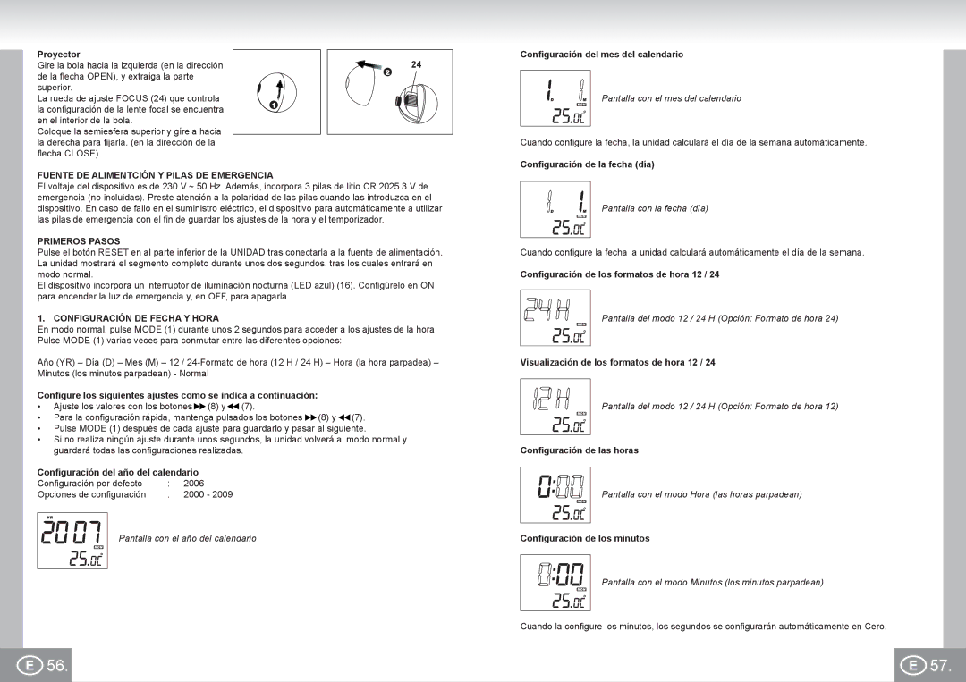 Elta 4521 manual Fuente DE Alimentción Y Pilas DE Emergencia, Primeros Pasos, Configuración DE Fecha Y Hora 