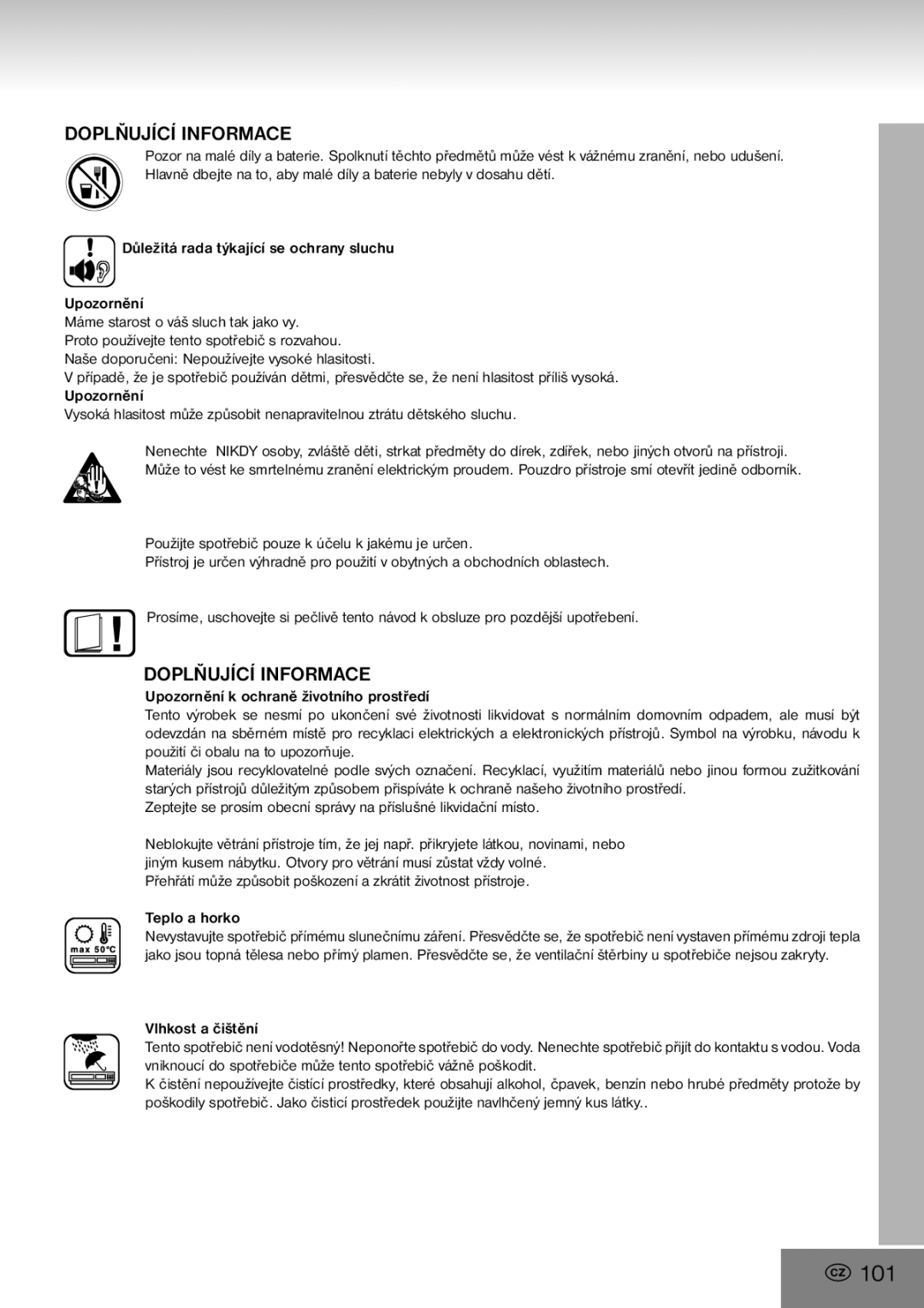 Elta 4556 manual 101, Doplňující Informace 