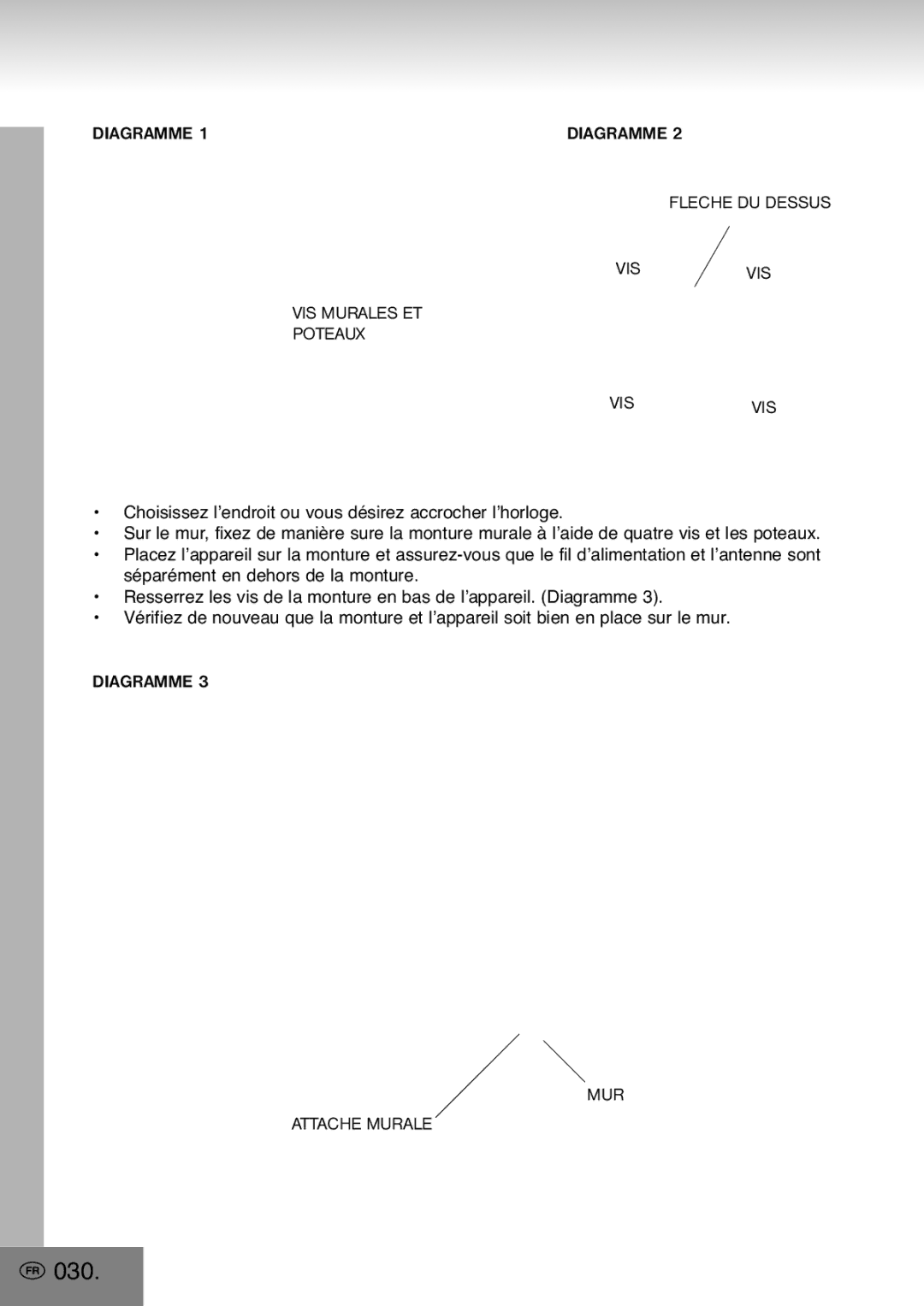 Elta 4556 manual 030, VIS VIS Murales ET Poteaux, Vis, Diagramme MUR Attache Murale 