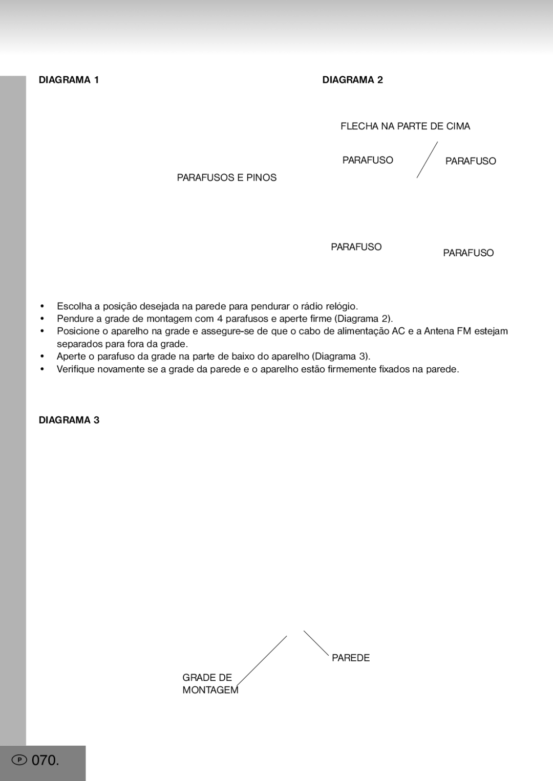 Elta 4556 manual 070, Diagrama Parede Grade DE Montagem 