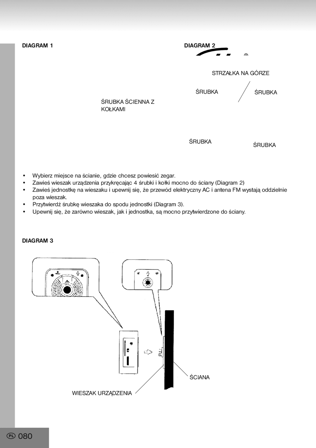 Elta 4556 manual 080, Diagram Ściana Wieszak Urządzenia 