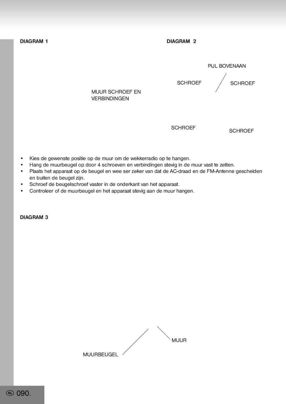 Elta 4556 manual 090, Diagram Muur Muurbeugel 