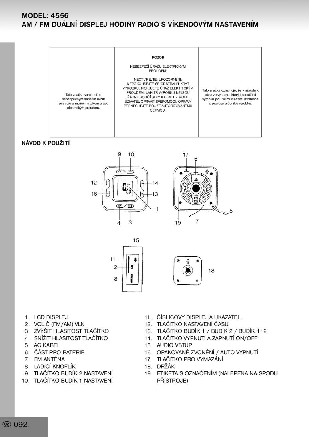 Elta 4556 manual 092, Přístroje 