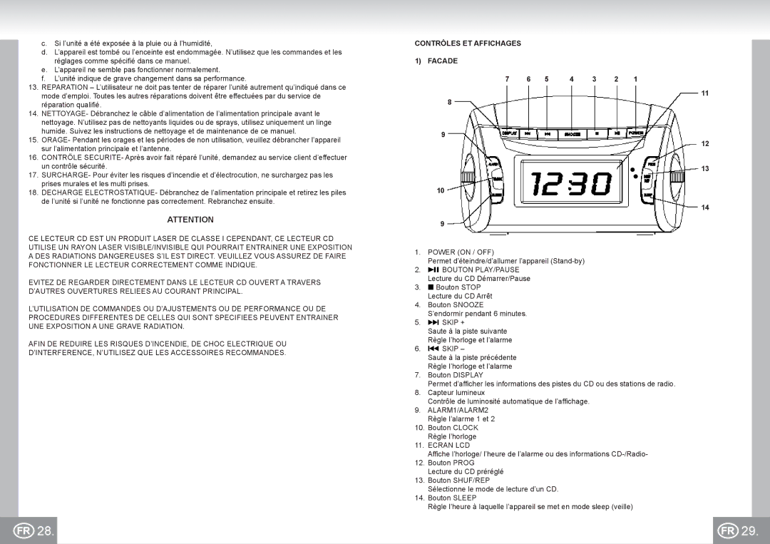 Elta 4574 manual Contrôles ET Affichages Facade, Ecran LCD 