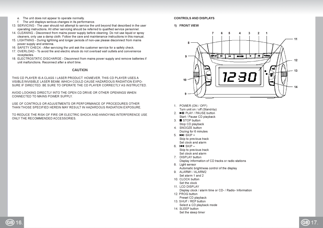 Elta 4574 manual Controls and Displays 1 Front View, Power on / OFF 