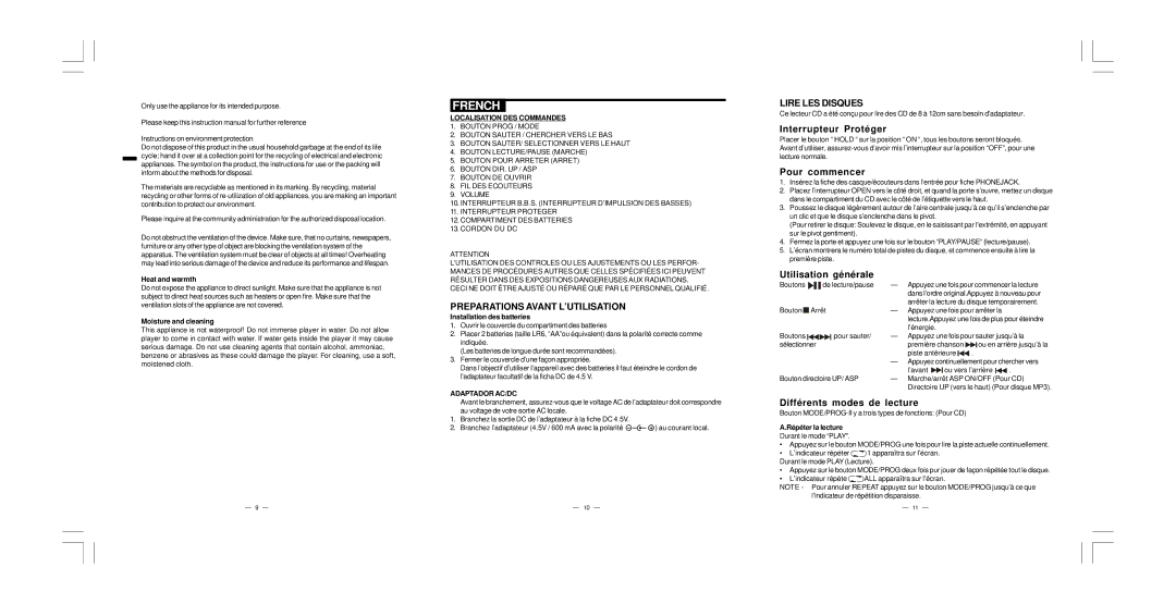 Elta 5786CK manual French, Preparations Avant L’UTILISATION, Lire LES Disques 