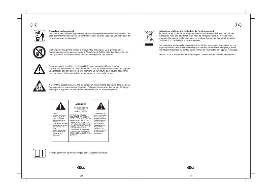 Elta 6264N instruction manual Recyclage professionnel, Indications relatives à la protection de lenvironnement 