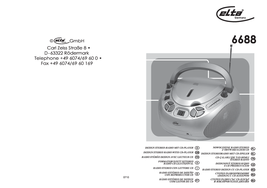 Elta 6688 manual Design Stereo-Radiomit Cd-Player 