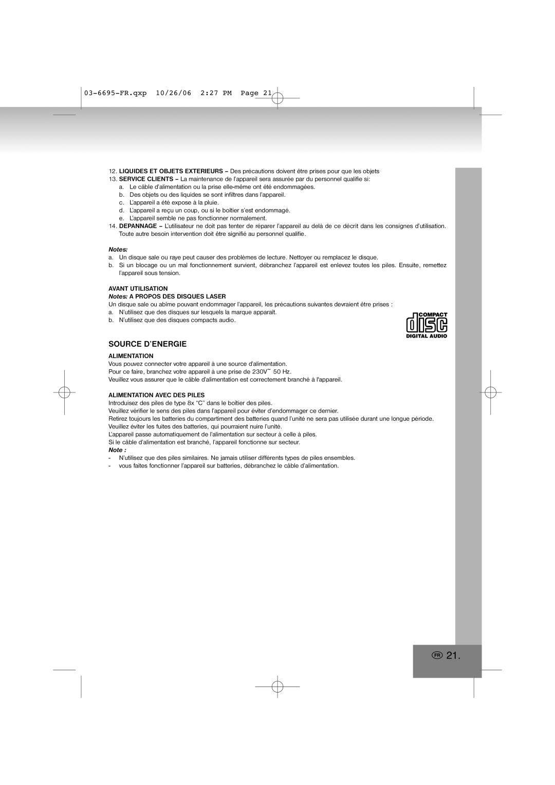 Elta manual Source D’Energie, 03-6695-FR.qxp10/26/06 2 27 PM Page 