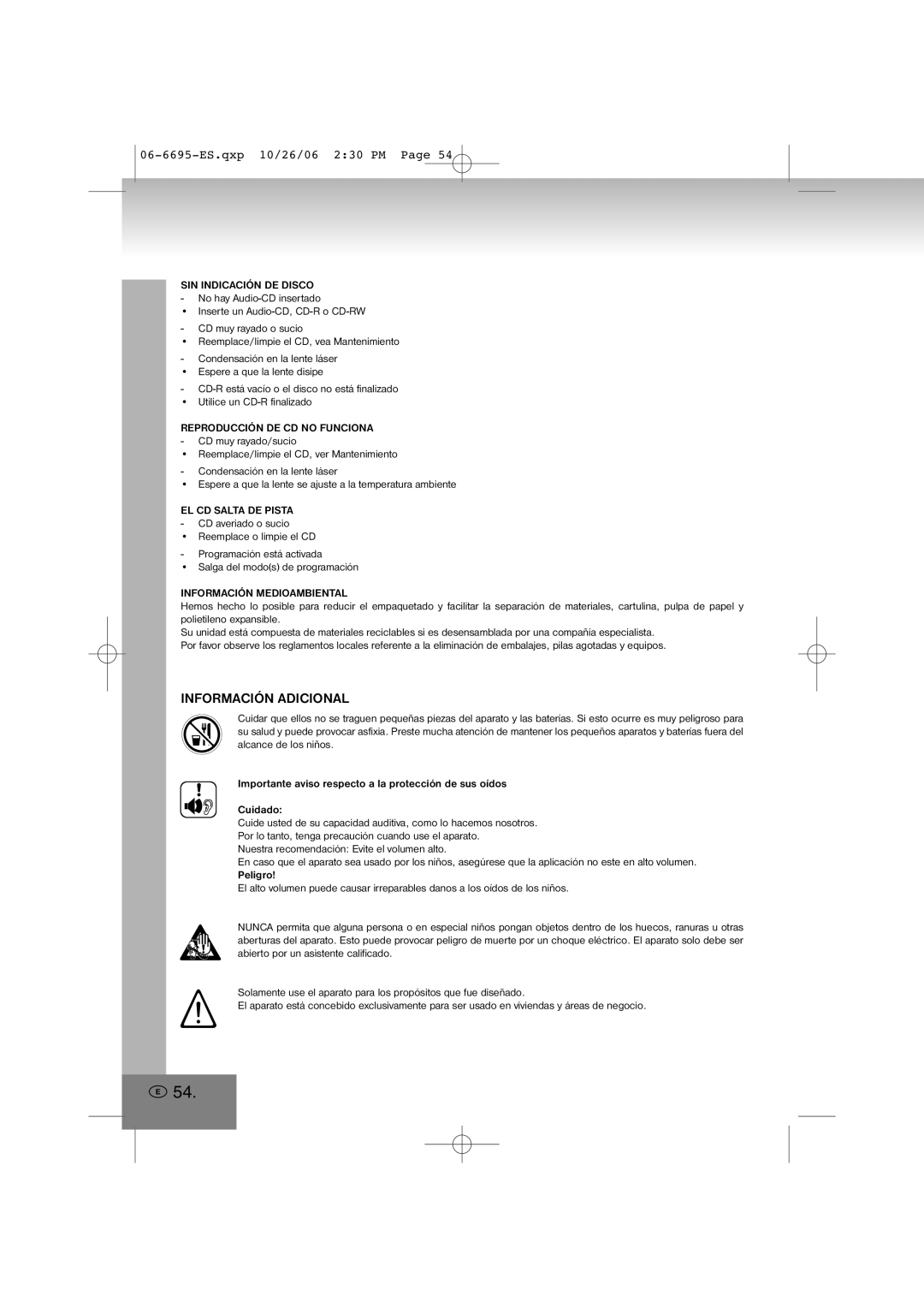 Elta manual Información Adicional, 06-6695-ES.qxp10/26/06 2 30 PM Page 