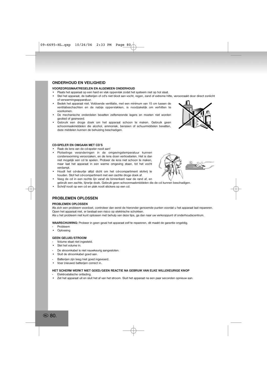 Elta manual Onderhoud En Veiligheid, Problemen Oplossen, 09-6695-NL.qxp10/26/06 2 33 PM Page 