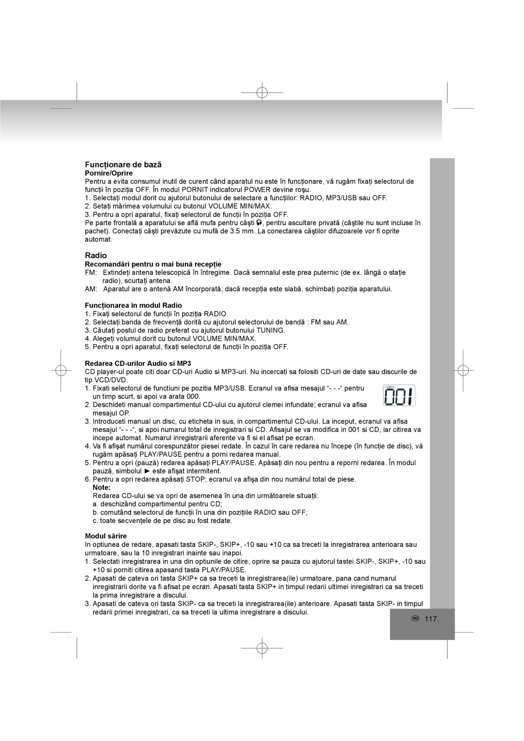 Elta 6698RB manual Funcţionare de bază 