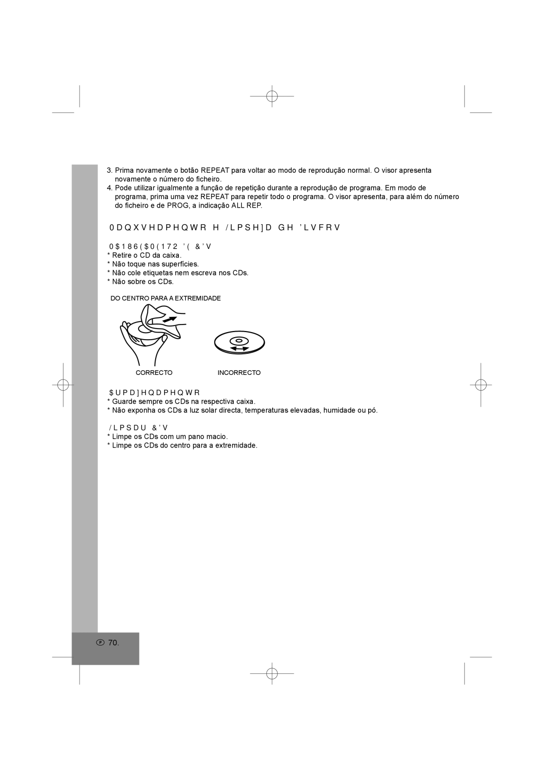 Elta 6698RB manual Manuseamento e Limpeza de Discos, Manuseamento DE CDs, Armazenamento, Limpar CDs 