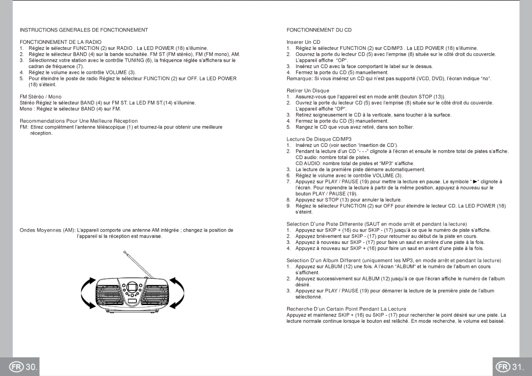 Elta 6699 manual Fonctionnement DU CD 