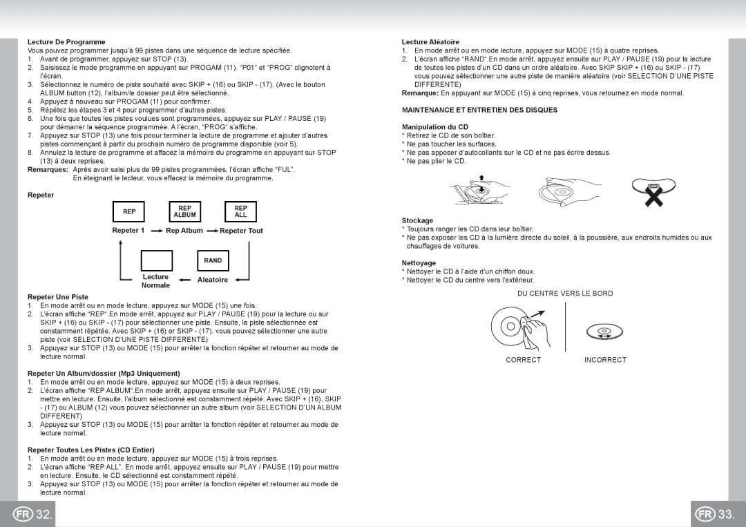 Elta 6699 manual Maintenance ET Entretien DES Disques 