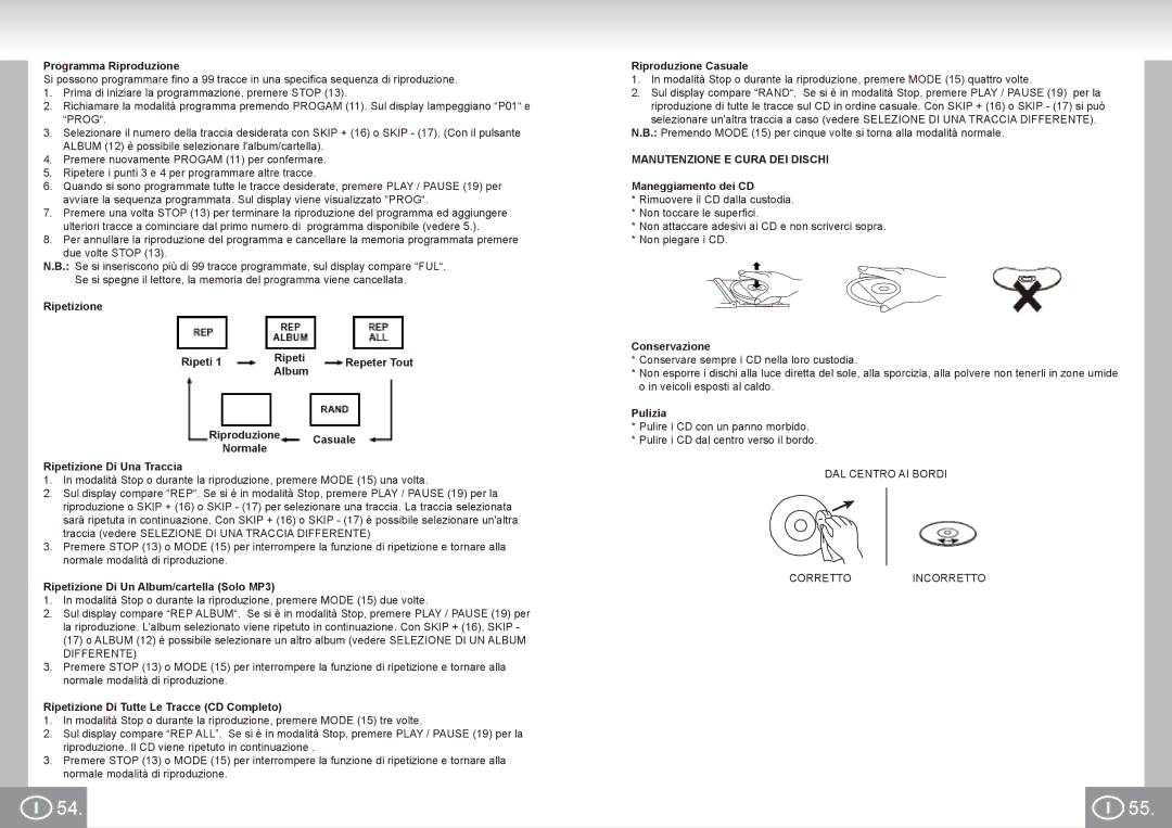 Elta 6699 manual Manutenzione E Cura DEI Dischi 