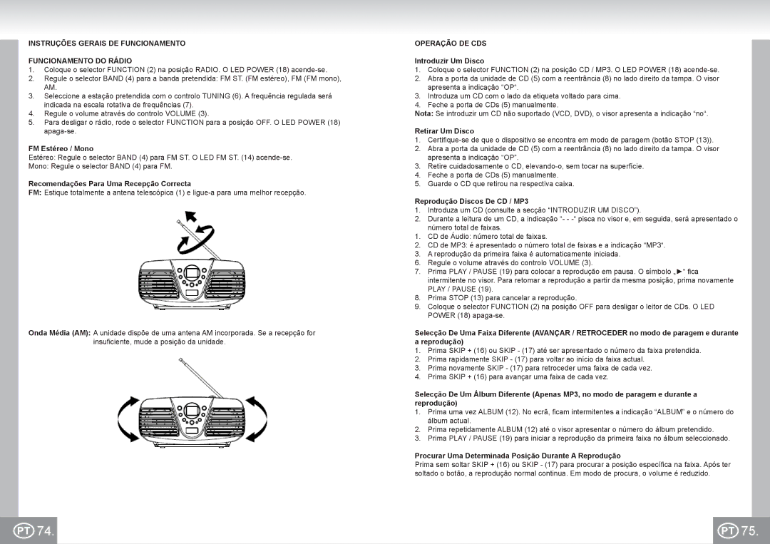 Elta 6699 manual Instruções Gerais DE Funcionamento Funcionamento do Rádio, Operação DE CDS 