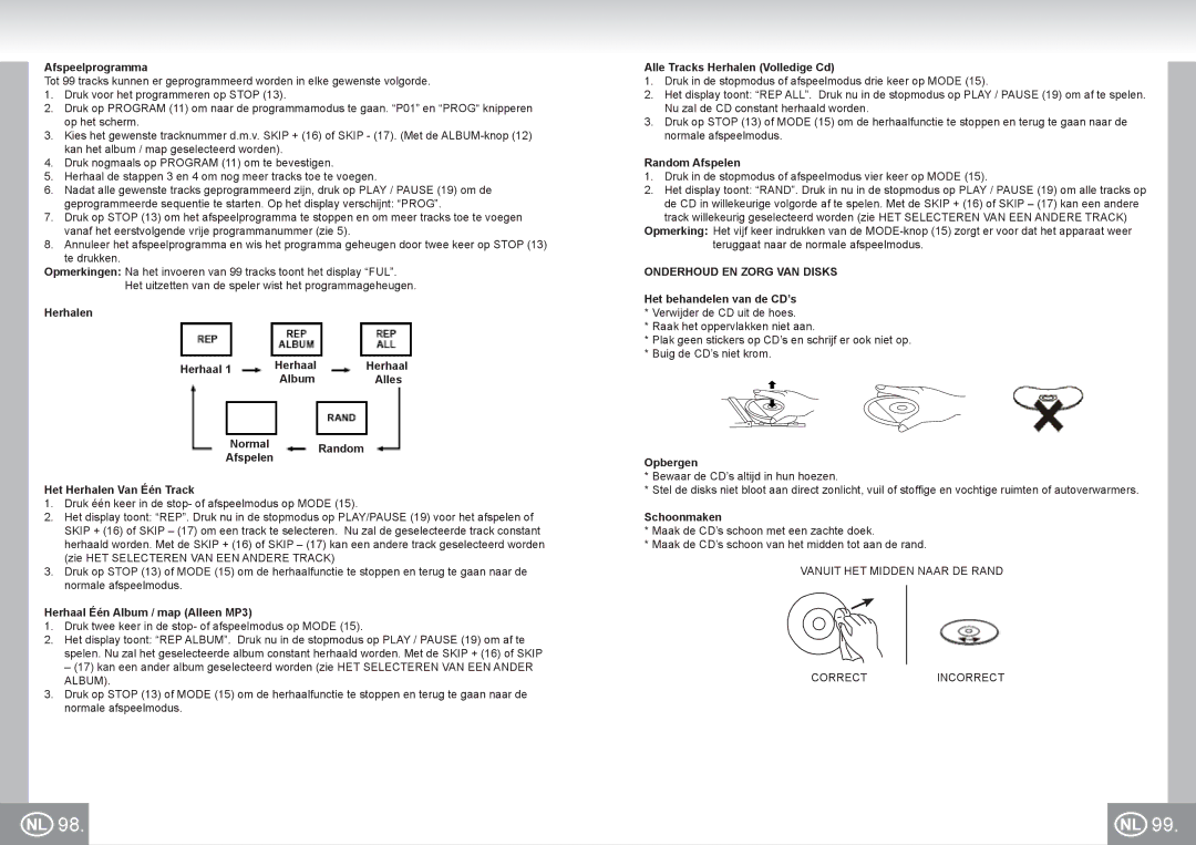 Elta 6699 manual Onderhoud EN Zorg VAN Disks 