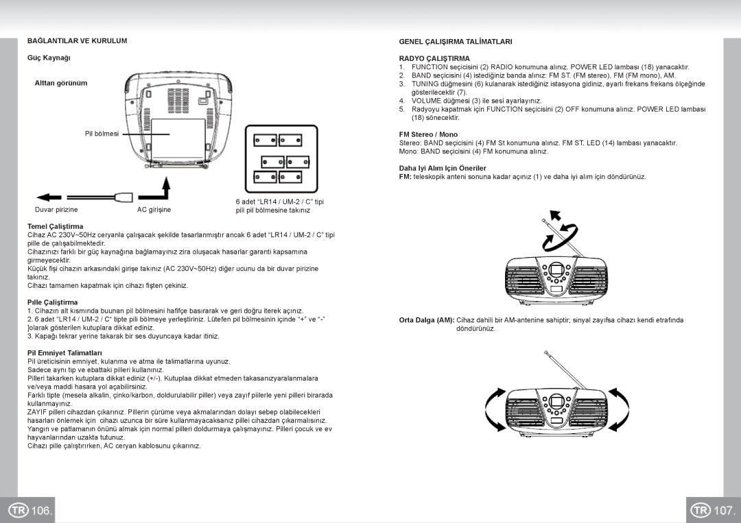 Elta 6699 manual 107, Bağlantilar VE Kurulum, Genel Çalişirma Talİmatlari Radyo Çaliştirma 