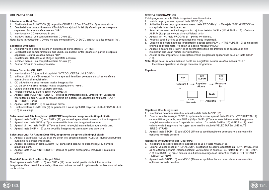 Elta 6699 manual 131, Utilizarea CD-ULUI, Citirea Programelor 