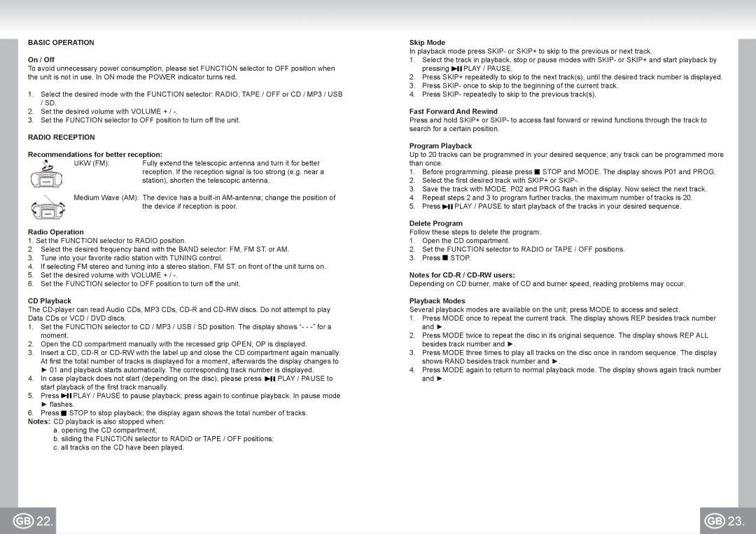 Elta 6733 manual Basic Operation, Radio Reception 