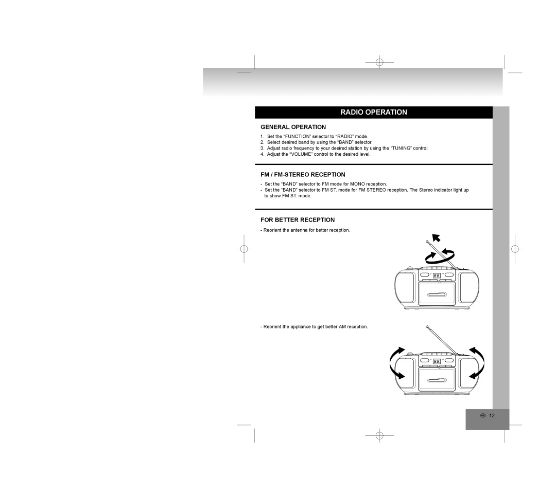 Elta 6770M1 manual Radio Operation, General Operation, FM / FM-STEREO Reception, For Better Reception 