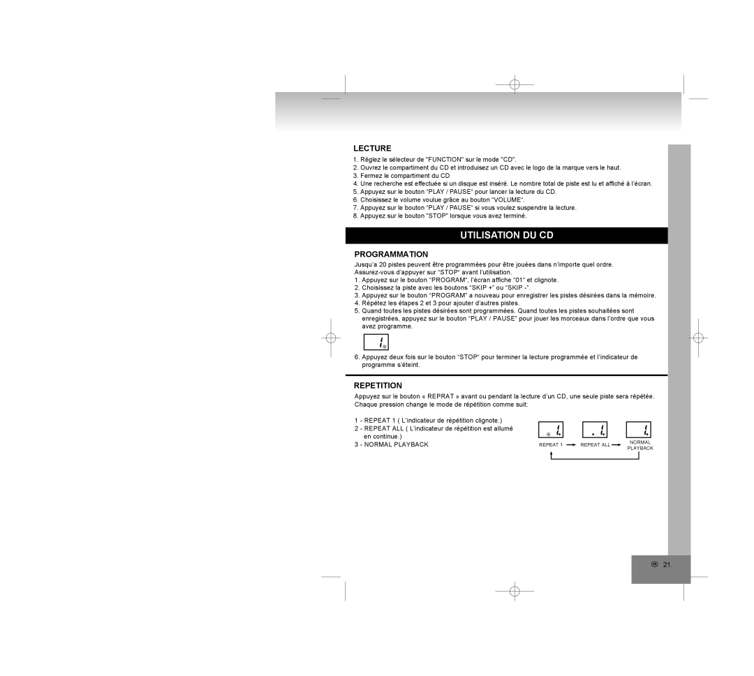 Elta 6770M1 manual Programmation, Repetition 