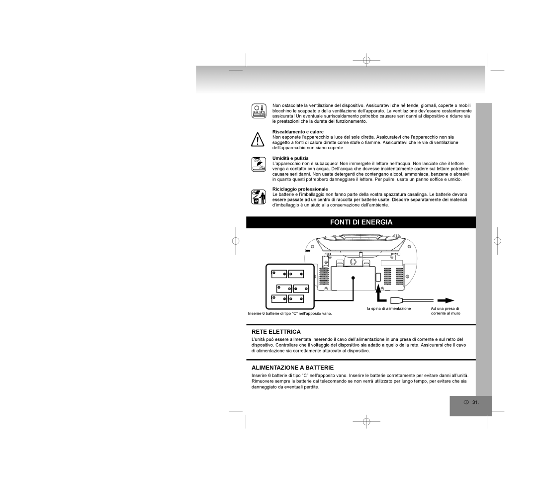 Elta 6770M1 manual Fonti DI Energia, Rete Elettrica, Alimentazione a Batterie 