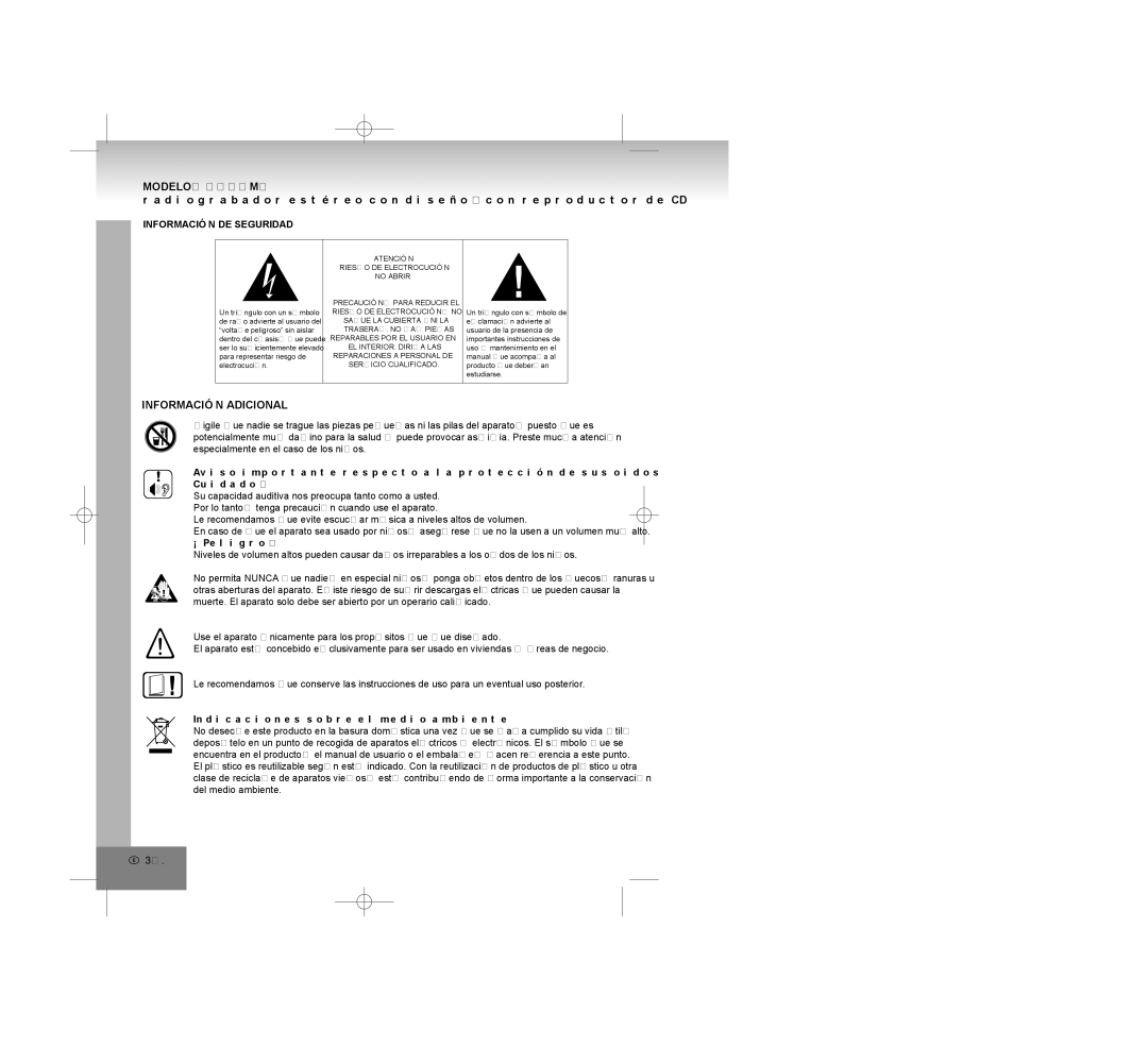 Elta 6770M1 manual Información Adicional, Información DE Seguridad, ¡Peligro, Indicaciones sobre el medio ambiente 