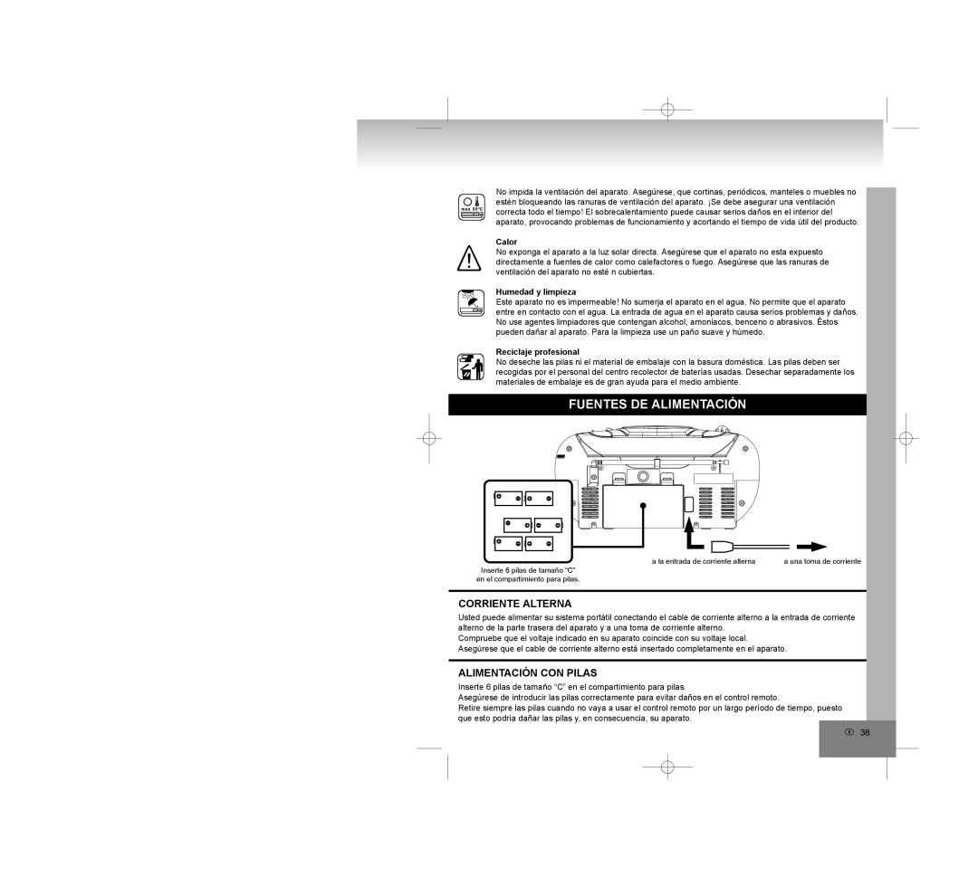 Elta 6770M1 manual Fuentes DE Alimentación, Corriente Alterna, Alimentación CON Pilas 