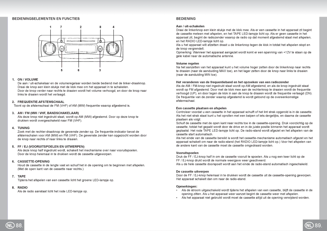 Elta 7173N2 manual Bedieningselementen EN Functies 