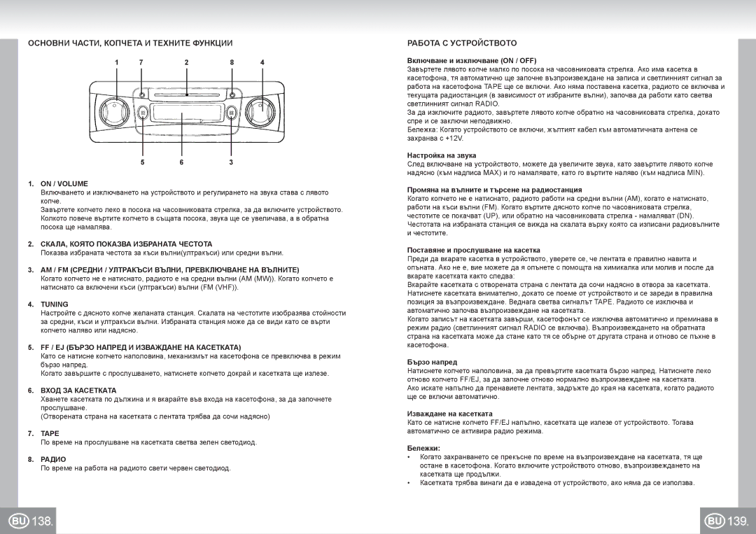 Elta 7173N2 manual 138 139, Основни ЧАСТИ, Копчета И Техните Функции, Работа С Устройството 