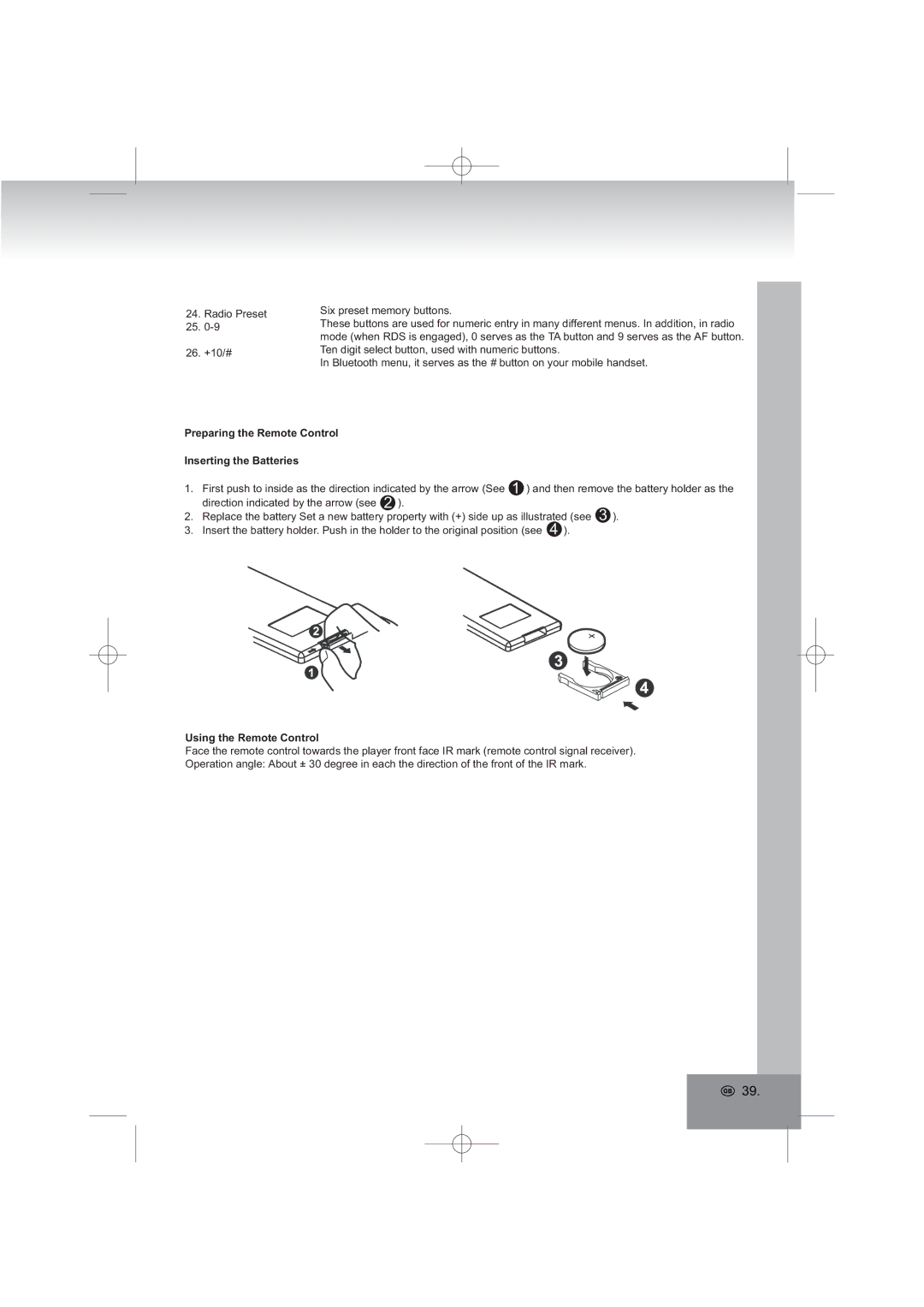 Elta 7553 manual , 5DGLR3UHVHW 6LSUHVHWPHPRU\EXWWRQV, 7HQGLJLWVHOHFWEXWWRQXVHGZLWKQXPHULFEXWWRQV 