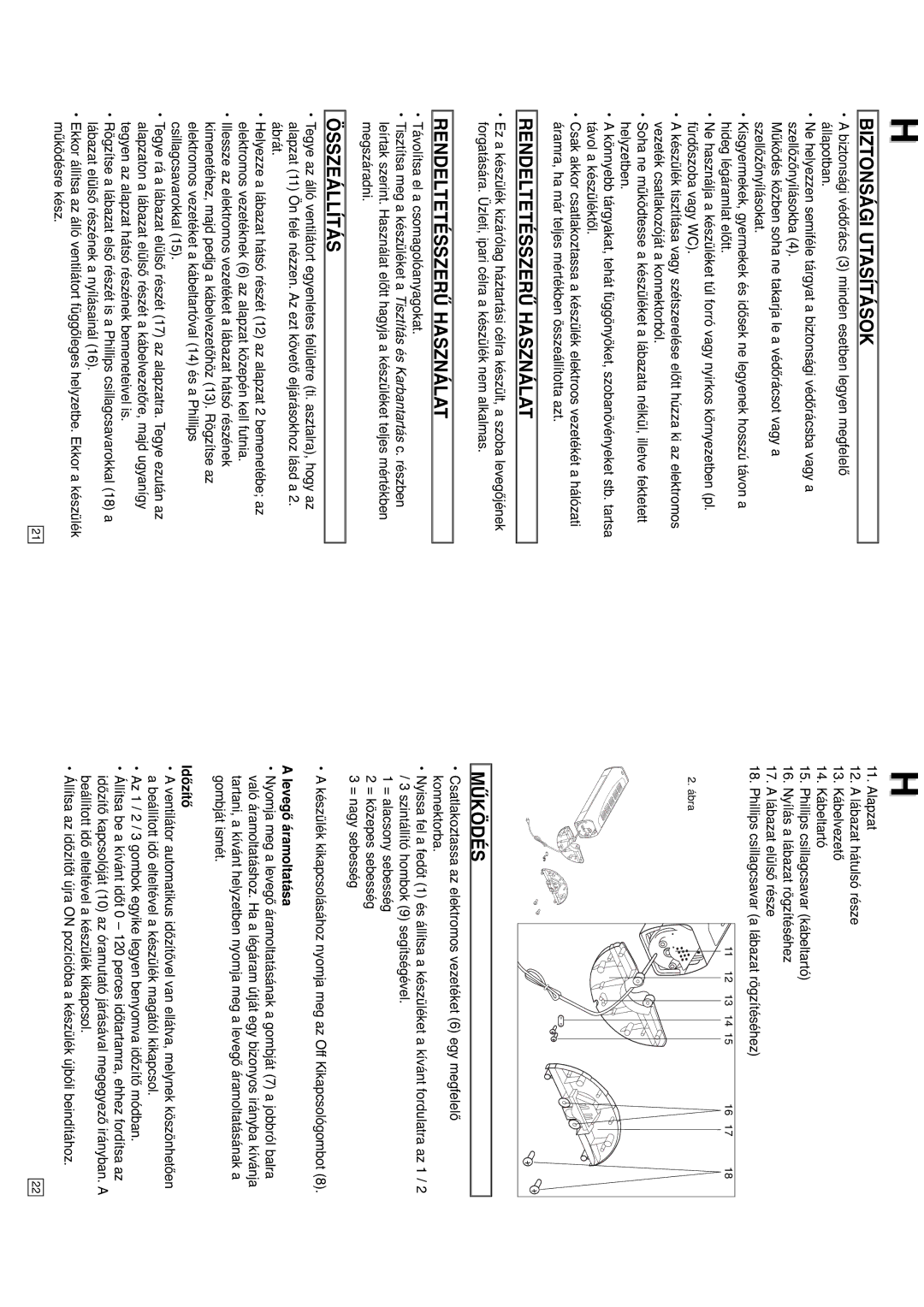 Elta 9095N5 instruction manual Biztonsági Utasítások, Rendeltetésszerű Használat, Működés, Levegő áramoltatása, Időzítő 