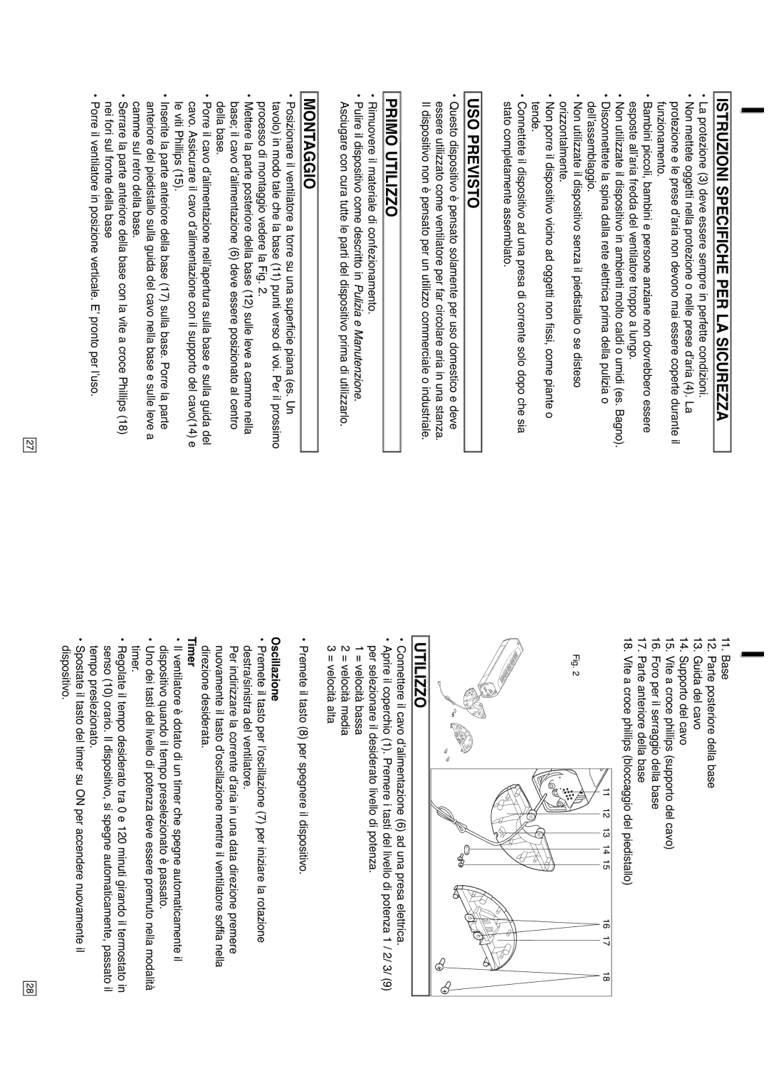 Elta 9095N5 instruction manual Istruzioni Specifiche PER LA Sicurezza, USO Previsto, Primo Utilizzo, Montaggio 