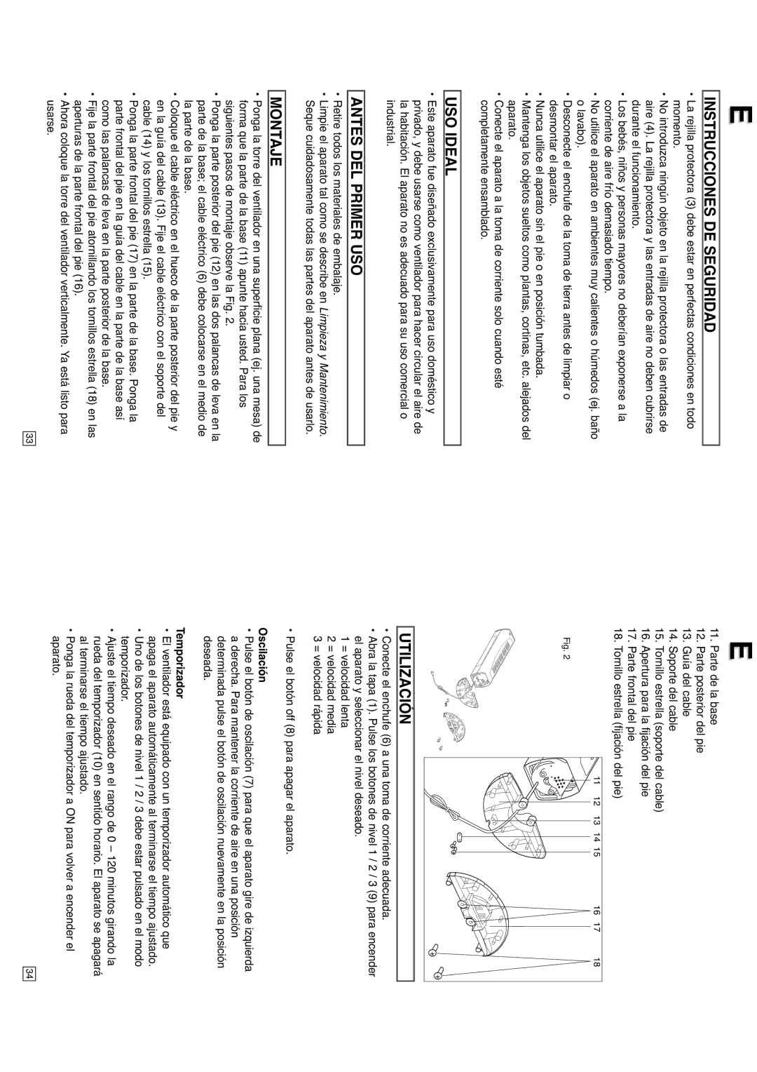 Elta 9095N5 instruction manual Instrucciones DE Seguridad, USO Ideal, Antes DEL Primer USO, Montaje, Utilización 