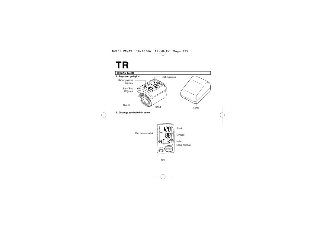 Elta BM-101 instruction manual Cýhazin Tanimi 