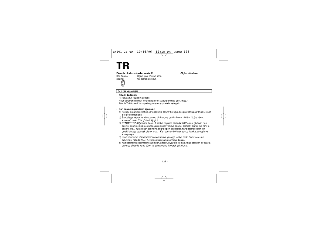 Elta BM-101 instruction manual Ölçüm Kilavuzu 