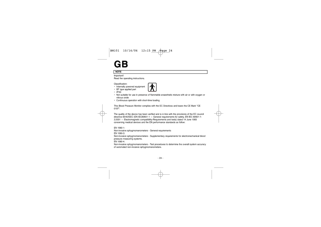 Elta BM-101 instruction manual Gbgb 