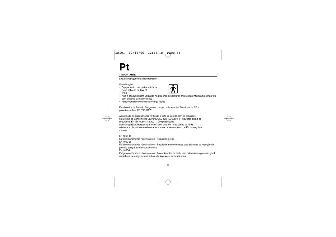 Elta BM-101 instruction manual Importante 