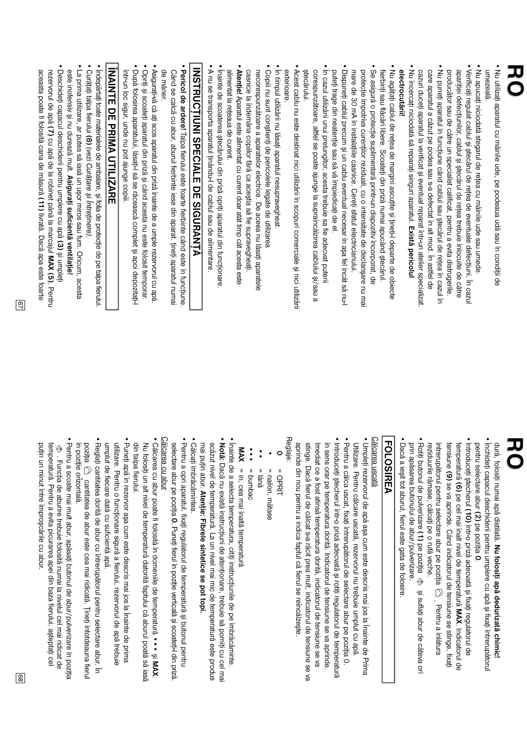 Elta 0709, DB151 instruction manual Instrucţiuni Speciale DE Siguranţă, Înainte DE Prima Utilizare, Folosirea 