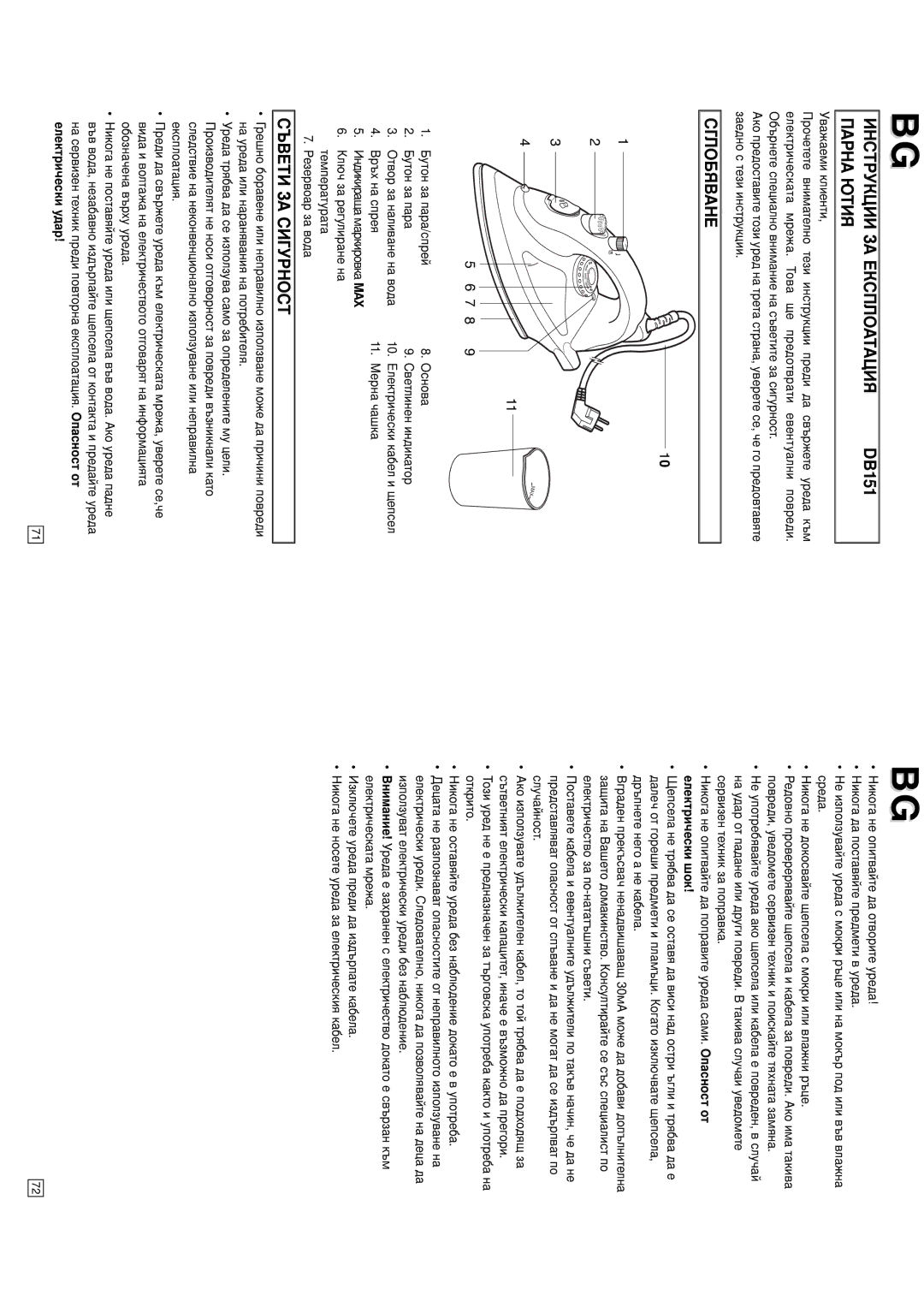 Elta 0709, DB151 instruction manual Инструкции ЗА Експлоатация, Парна Ютия, Сглобяване, Съвети ЗА Сигурност 