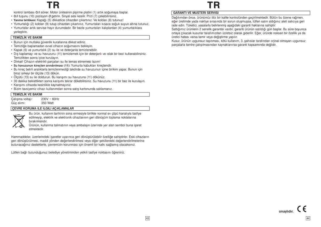 Elta EK111 instruction manual Onaylıdır 